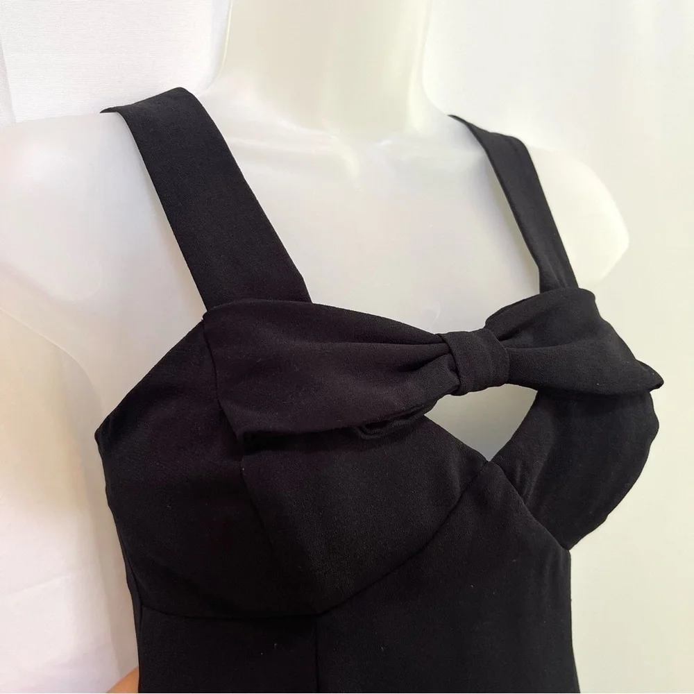 Vintage 90s Rampage Black‎ Formal Sweet Heart Bow Neckline Maxi Dress, XS